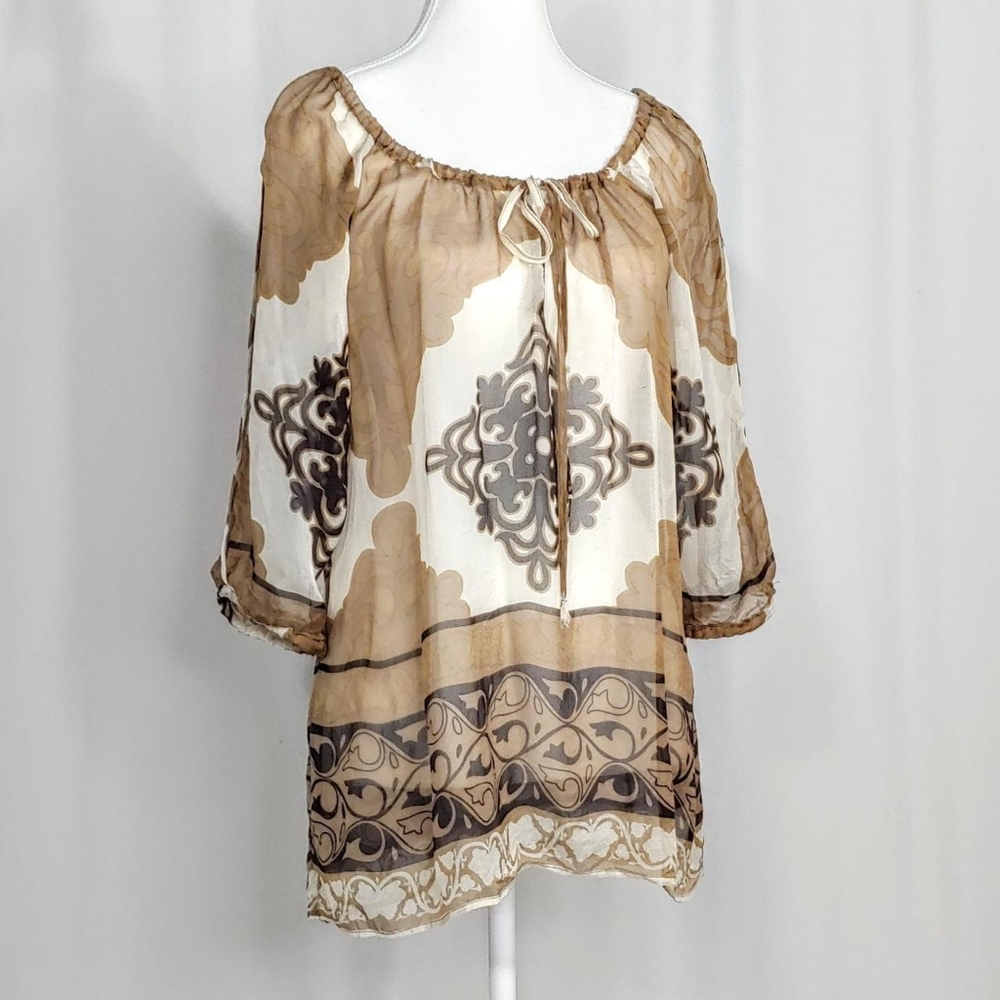 Hale Bob 100% silk sheer blouse